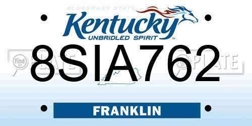 8SIA762 Kentucky License Plate