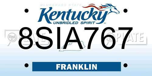 8SIA767 Kentucky License Plate