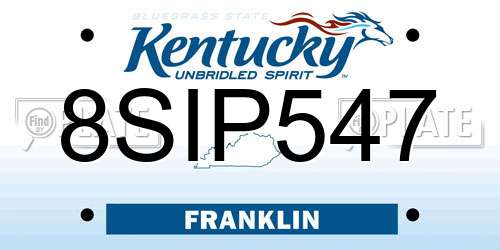 8SIP547 Kentucky License Plate
