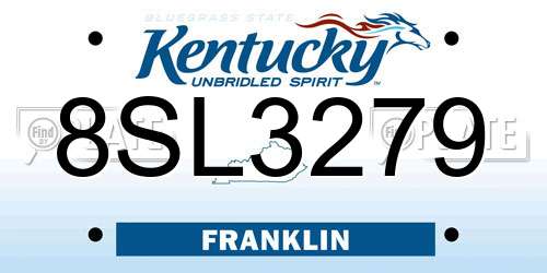 8SL3279 Kentucky License Plate