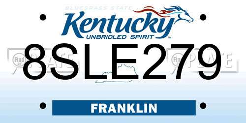 8SLE279 Kentucky License Plate