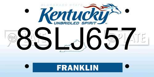 8SLJ657 Kentucky License Plate