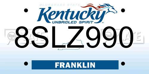 8SLZ990 Kentucky License Plate