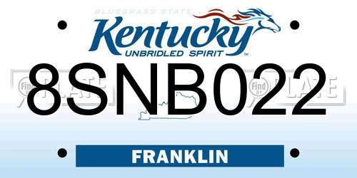 8SNB022 Kentucky License Plate