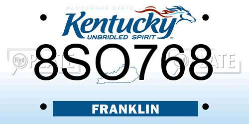 8SO768 Kentucky License Plate