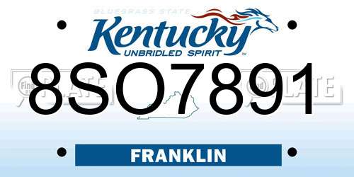 8SO7891 Kentucky License Plate
