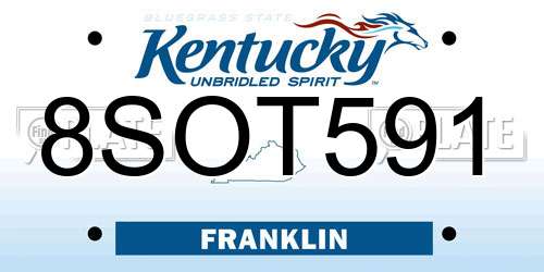 8SOT591 Kentucky License Plate