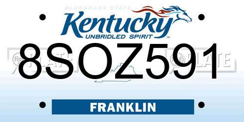 8SOZ591 Kentucky License Plate