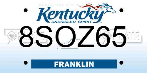 8SOZ65 Kentucky License Plate