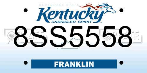 8SS5558 Kentucky License Plate
