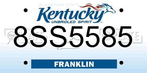 8SS5585 Kentucky License Plate