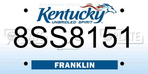 8SS8151 Kentucky License Plate