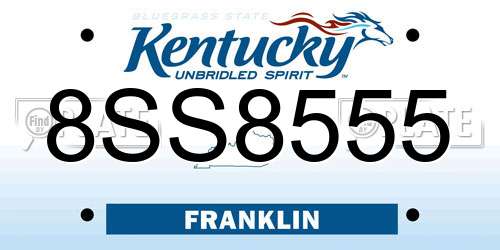 8SS8555 Kentucky License Plate