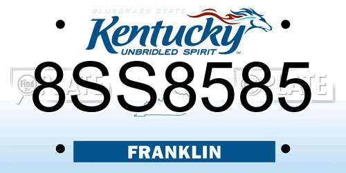 8SS8585 Kentucky License Plate