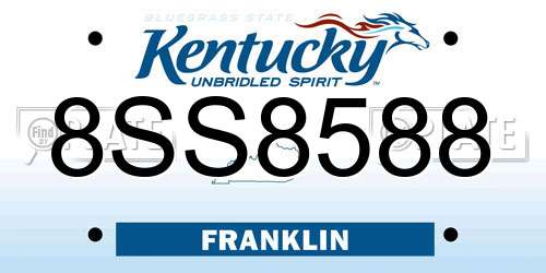 8SS8588 Kentucky License Plate