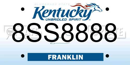 8SS8888 Kentucky License Plate