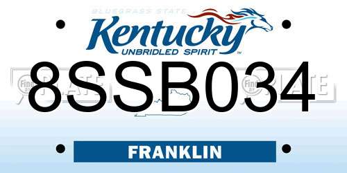 8SSB034 Kentucky License Plate