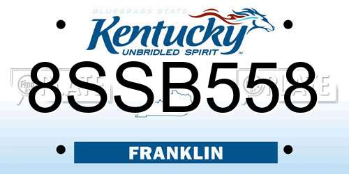 8SSB558 Kentucky License Plate
