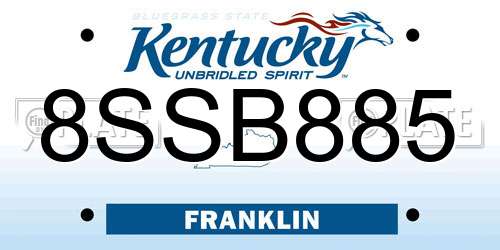 8SSB885 Kentucky License Plate