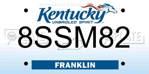 8SSM82 Kentucky License Plate