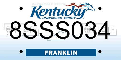 8SSS034 Kentucky License Plate