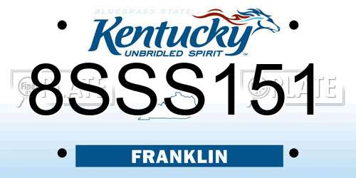 8SSS151 Kentucky License Plate