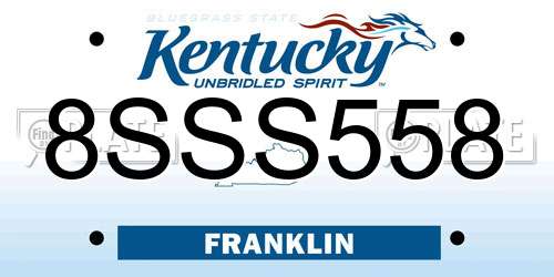 8SSS558 Kentucky License Plate