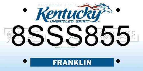 8SSS855 Kentucky License Plate