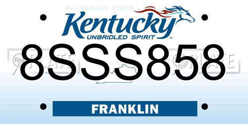 8SSS858 Kentucky License Plate
