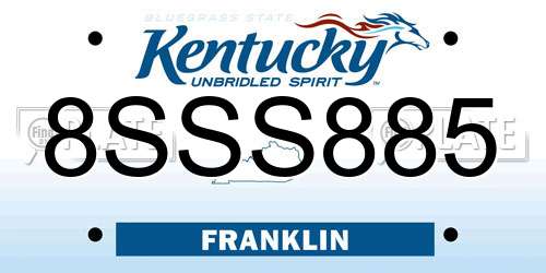 8SSS885 Kentucky License Plate