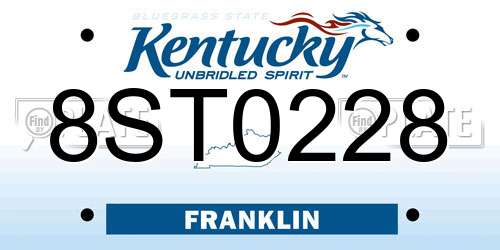 8ST0228 Kentucky License Plate