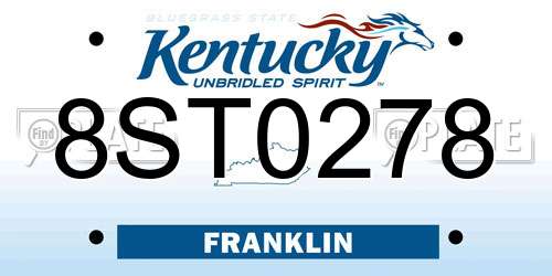 8ST0278 Kentucky License Plate