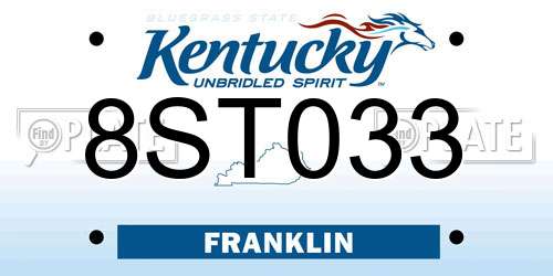 8ST033 Kentucky License Plate