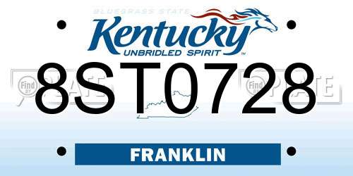 8ST0728 Kentucky License Plate