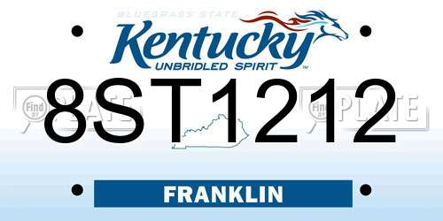 8ST1212 Kentucky License Plate