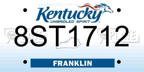 8ST1712 Kentucky License Plate