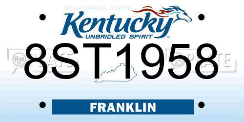 8ST1958 Kentucky License Plate