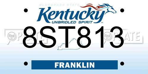 8ST813 Kentucky License Plate