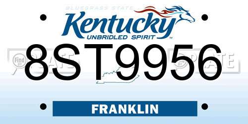 8ST9956 Kentucky License Plate