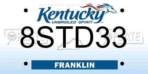 8STD33 Kentucky License Plate