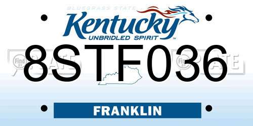 8STF036 Kentucky License Plate