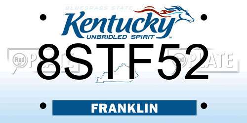 8STF52 Kentucky License Plate