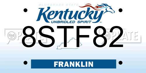 8STF82 Kentucky License Plate