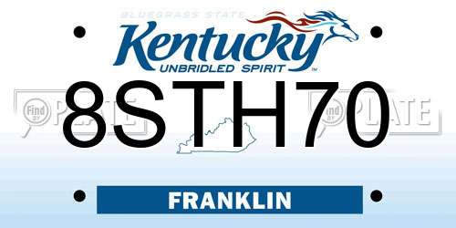 8STH70 Kentucky License Plate