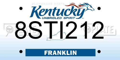 8STI212 Kentucky License Plate