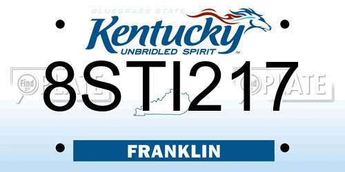 8STI217 Kentucky License Plate
