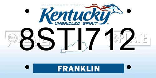 8STI712 Kentucky License Plate