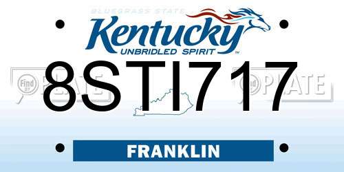 8STI717 Kentucky License Plate