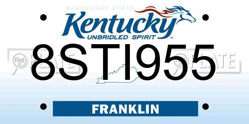 8STI955 Kentucky License Plate