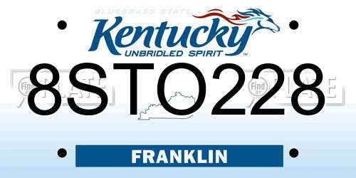 8STO228 Kentucky License Plate